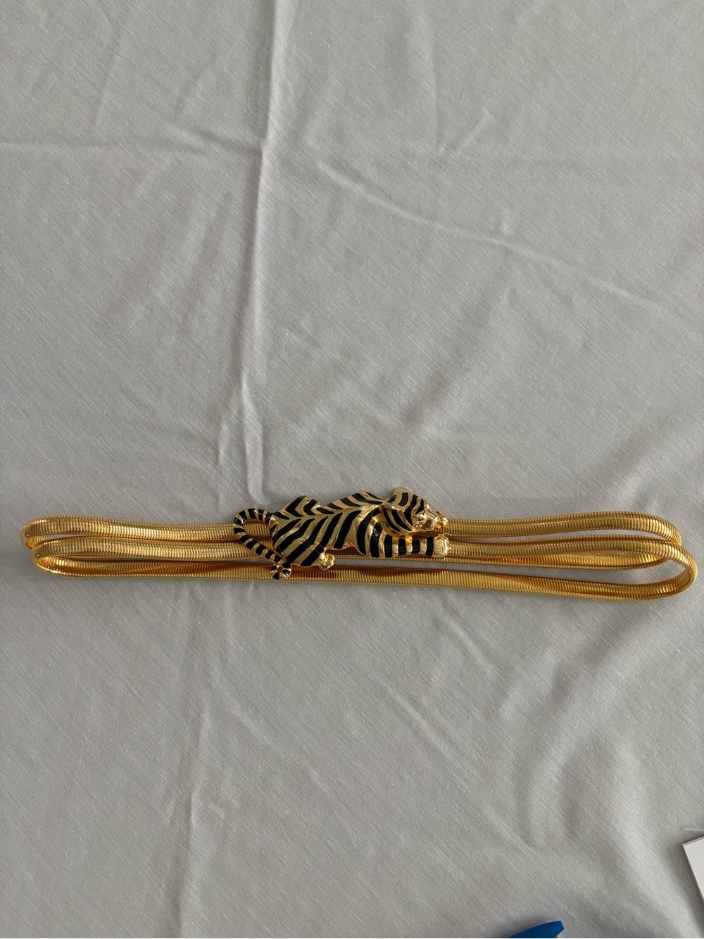 Neiman Marcus Gold-Tone Belt with Black-and-Gold Zebra Clasp